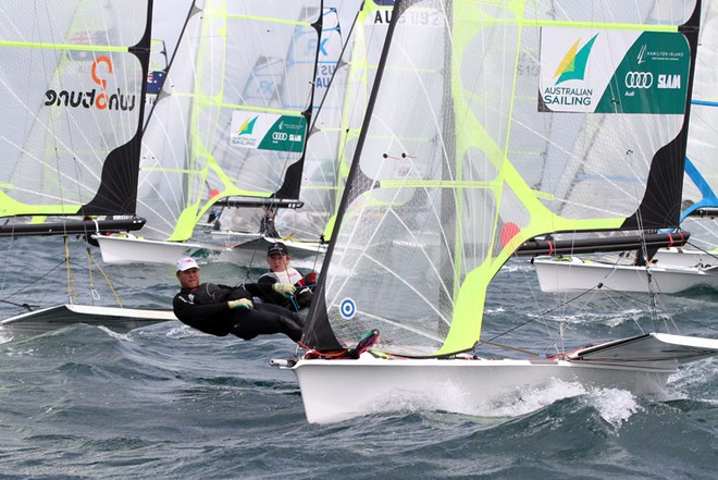 James Sly and Sam Phillips at the start. - 49er National Championships ©  Alex McKinnon Photography http://www.alexmckinnonphotography.com